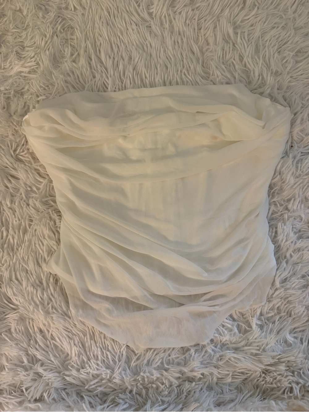 White Mesh Ruched Corset Tube Top NWOT Size L